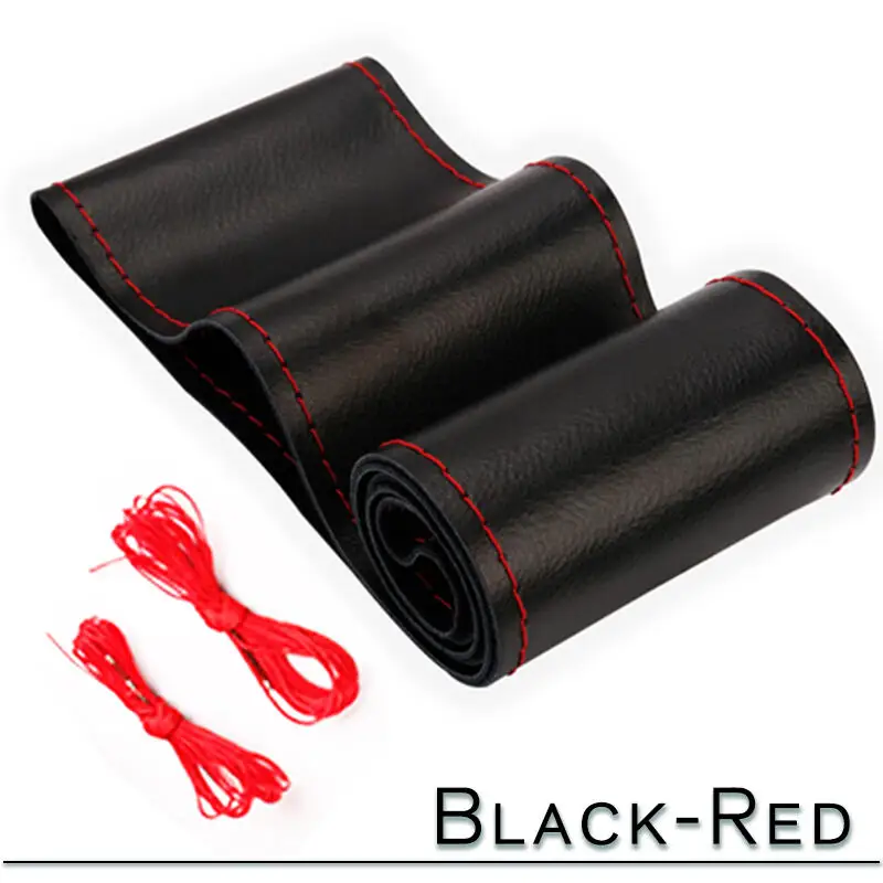 

38 см 15 дюймов автомобильный плетеный чехол на руль, иглы и нитки из искусственной кожи, мягкие нескользящие комплекты автомобильных аксессуаров для интерьера