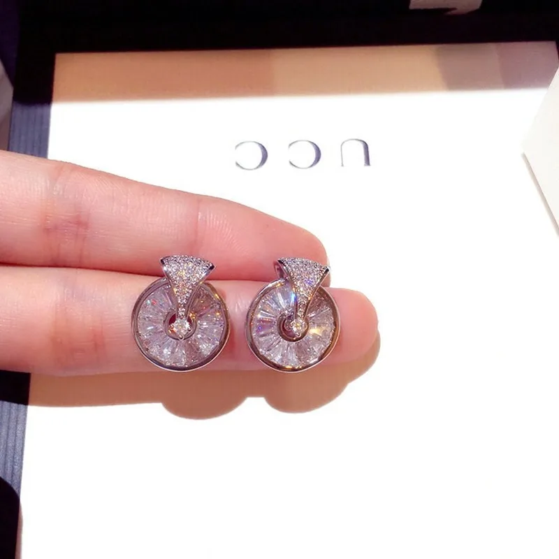 

Cute Silver Color Stud Earrings with Bling Zircon Stone for Women Fashion Jewelry Korean Earrings 2020 New
