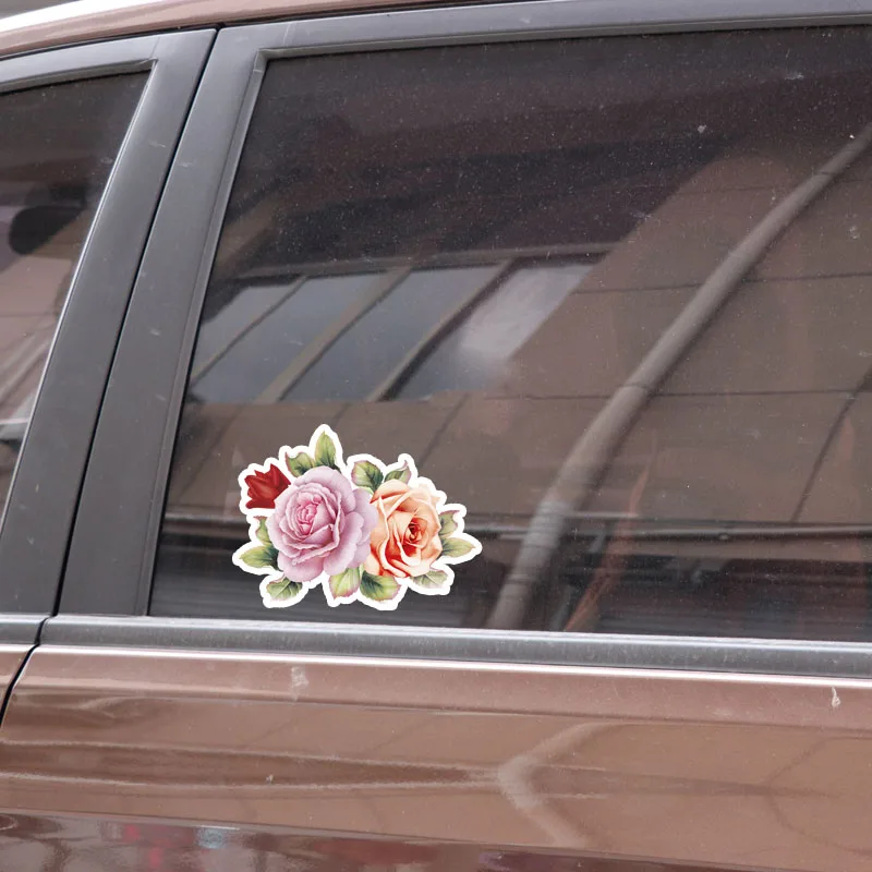 

Aliauto Interesting Roses Flowers Decor Car Sticker High Quality Lifelikeness Personalized Decal Automobile Accessories,11cm*8cm