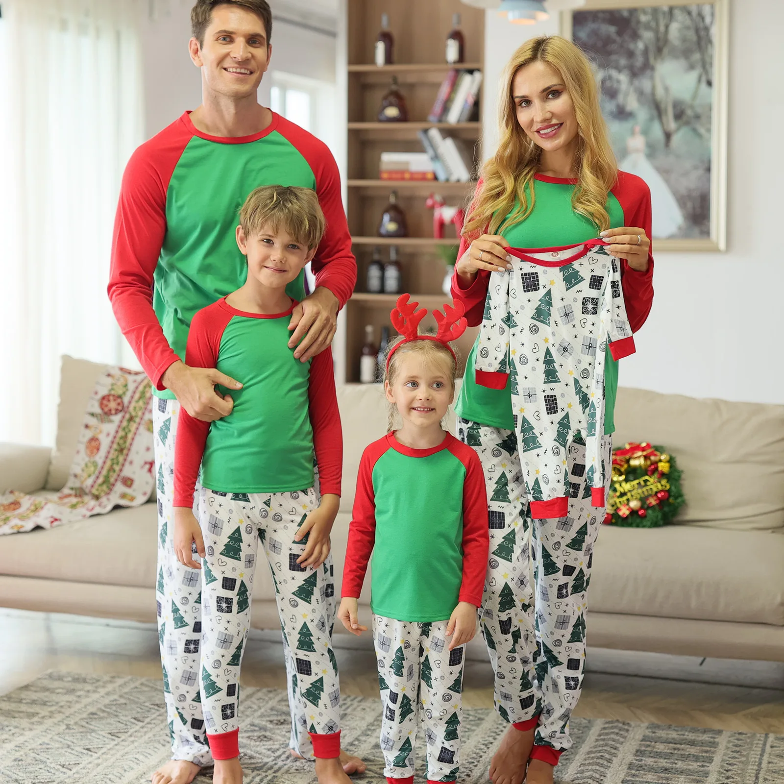 

Family Clothing Sets Christmas Printed raglan sleeve home clothes long sleeve autumn parent-child clothes