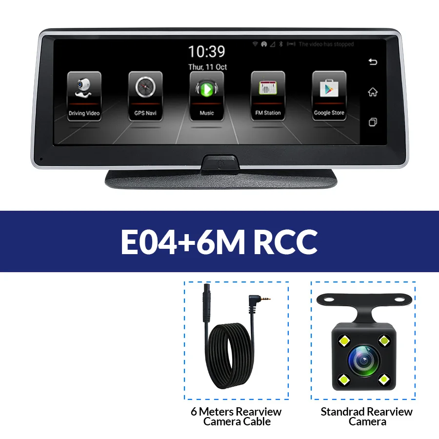 E-ACE E04 8 дюймов 4G Android двойной объектив Автомобильный видеорегистратор gps навигатор ADAS Full HD 1080P видеорегистратор авто видео регистратор навигационный рекордер - Название цвета: E04-6M RCC