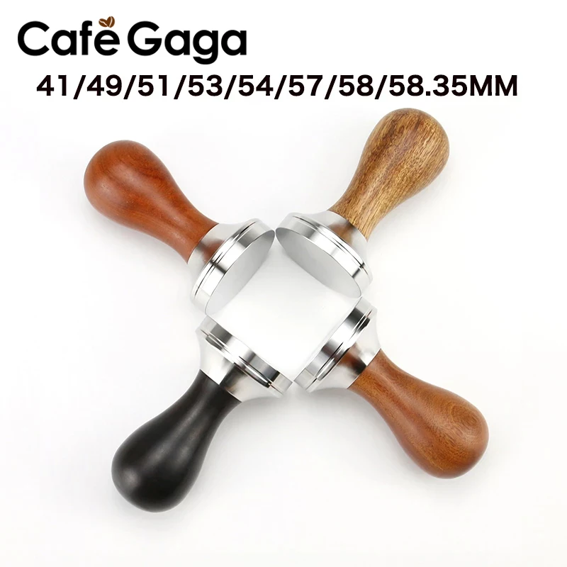 41/49/51/53/54/57/58/58.35mm Wooden Handle Coffee Tamper Powder Hammer Stainless Steel Base Barista Espresso Tamper Accessories