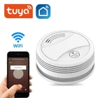 Смарт-датчик дыма Tuya, Wi-Fi детектор дыма, 80 дБ, управление через приложение