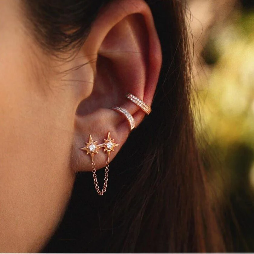 Маленькие Мини манжеты с ПАВЕ двойной ряд кубический цирконий полукруг