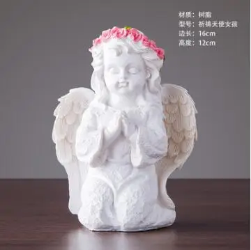 European Handmade Resin Angel Figurines Home Furnishing Decoration Crafts Wedding Gifts Lucky Ornament Desk Statues - Цвет: B