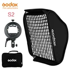 Держатель вспышки Godox S2 Speedlite, кронштейн + соты, софтбокс с сеткой и креплением Bowens для вспышки Godox V1 TT685 V860II TT350 AD200
