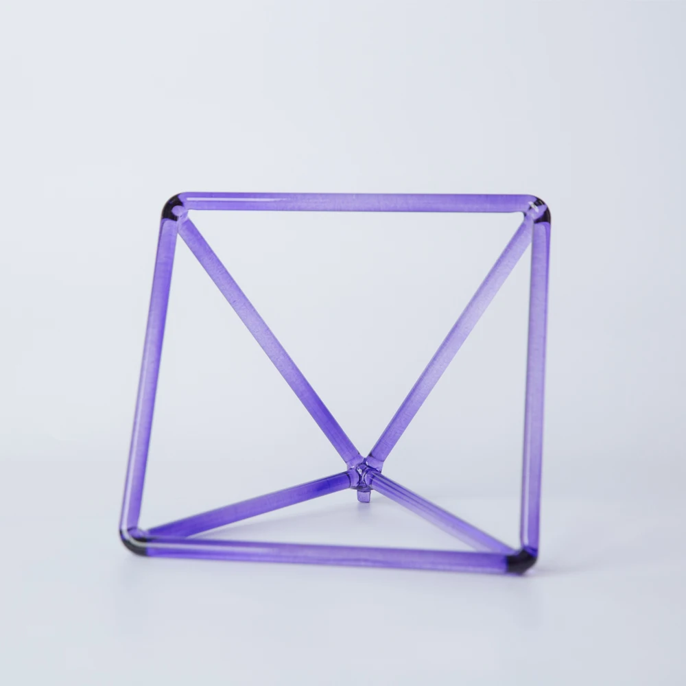 8 inches Purple Color Crystal Singing Pyramid for Healing Energy with String | Bells &amp Chimes