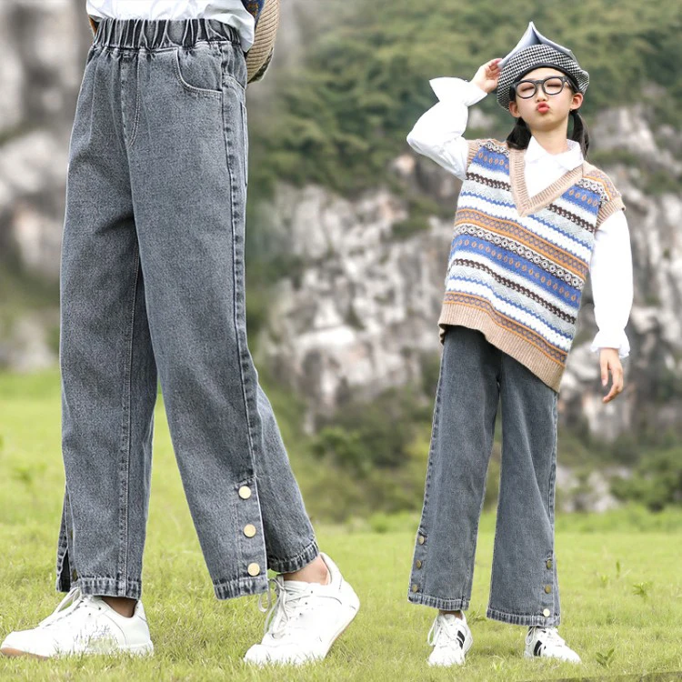 Новинка 2020 детские джинсы для девочек повседневные джинсовые свободные брюки