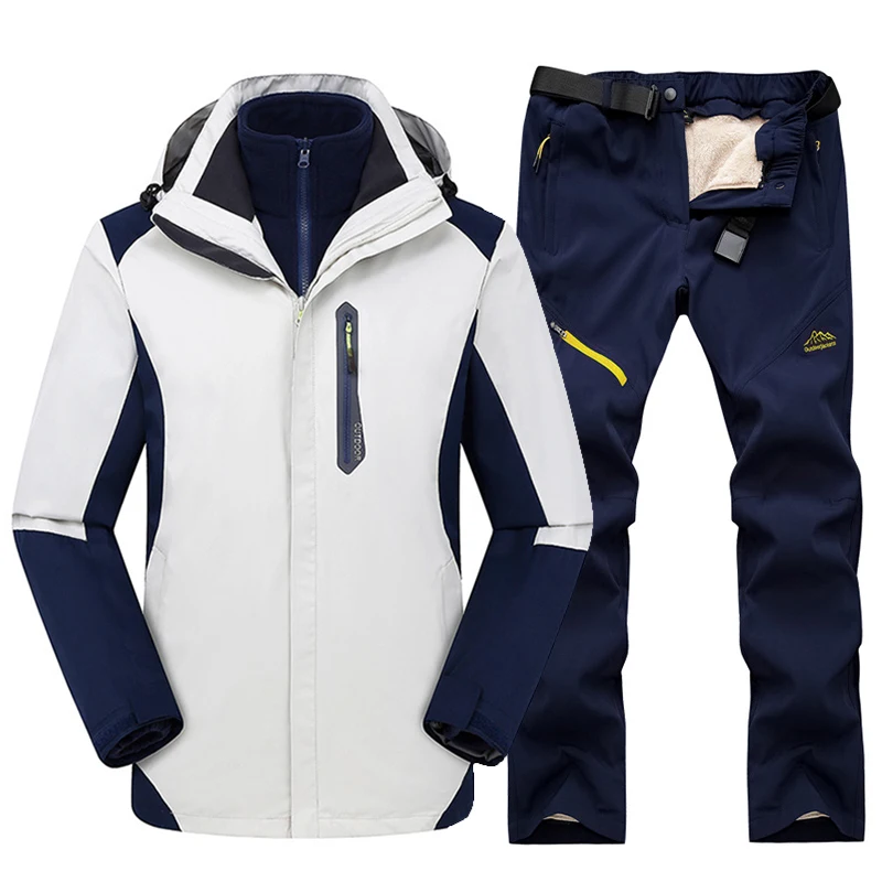 Мужской лыжный костюм зимние теплые водонепроницаемые куртки с защитой от ветра