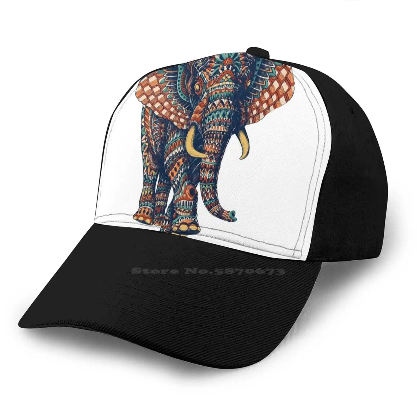 С орнаментом слона V2 на (цветная версия) модная шапка в стиле хип хоп слон