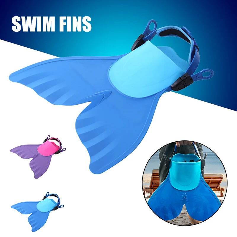

Регулируемые плавники для плавания с хвостами русалки для плавания С флиппером, плавники для дайвинга, подарок для взрослых, летние пляжные...