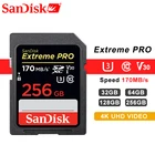 SanDisk Extreme Pro sd-карта SDXC 64 Гб 128 ГБ 256 ГБ до 170 МБс.с UHS-I класс 10 SDHC 32 Гб до 95 МБс.с карта памяти 4K для SLR камеры