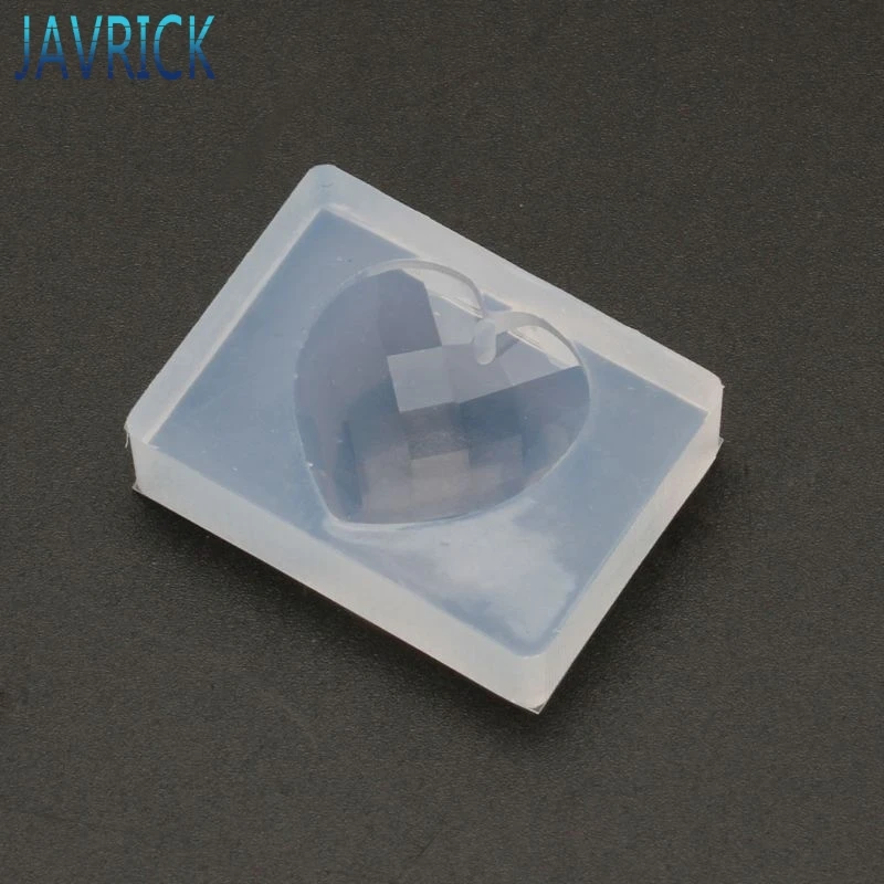 Граненый кулон в форме сердца с отверстием для вешалки полимерная форма