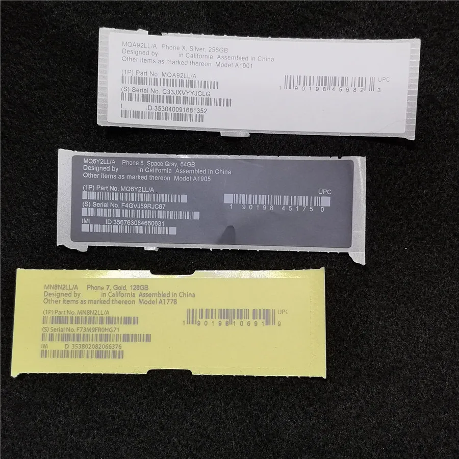 10 шт./партия наклейка для мобильного телефона IMEI и серийный номер для iPhone 6 6s 7 8 plus x xs xr xs max черный, серебристый, золотой, серый, красный