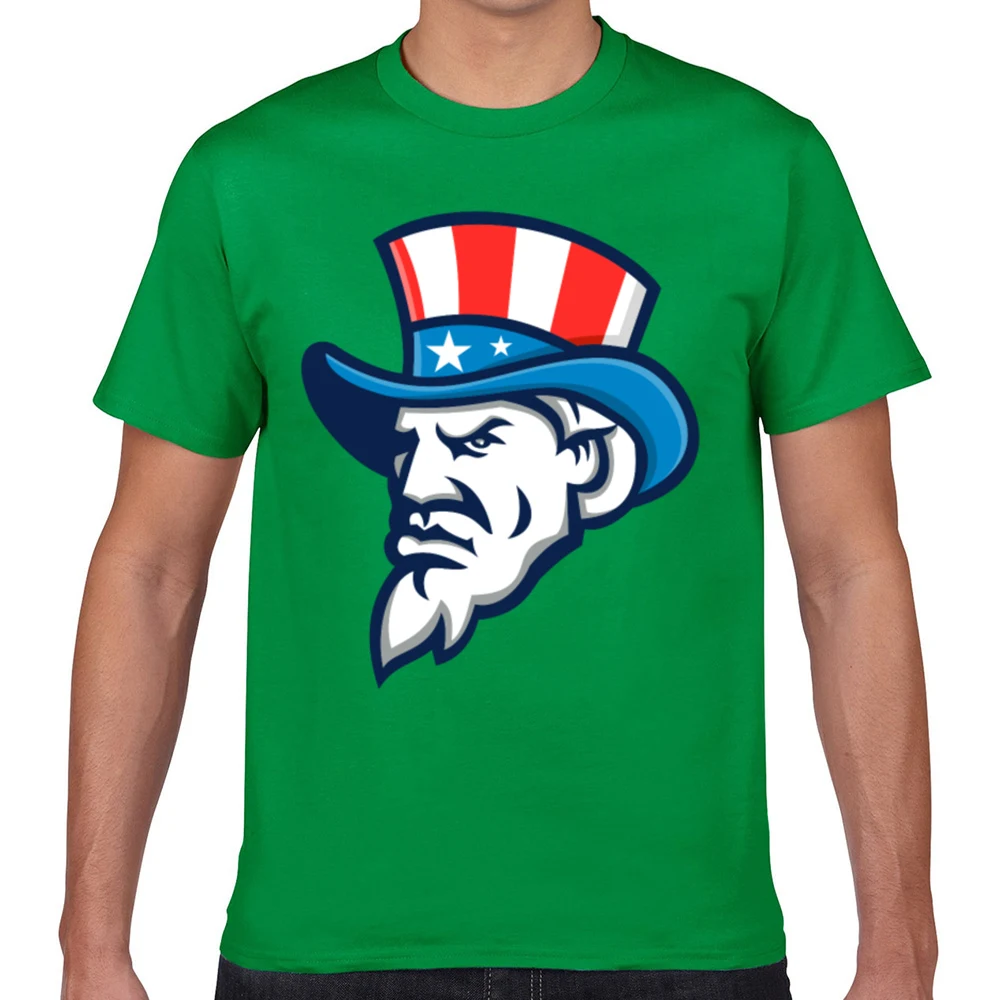 Tops T Shirt Men uncle sam wearing usa top hat mascot Basic Harajuku Custom Male Tshirt | Мужская одежда