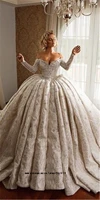 romantic v neck backless bride a line wedding dress luxury flowers beading appliques long sleeve vintage bridal gown
