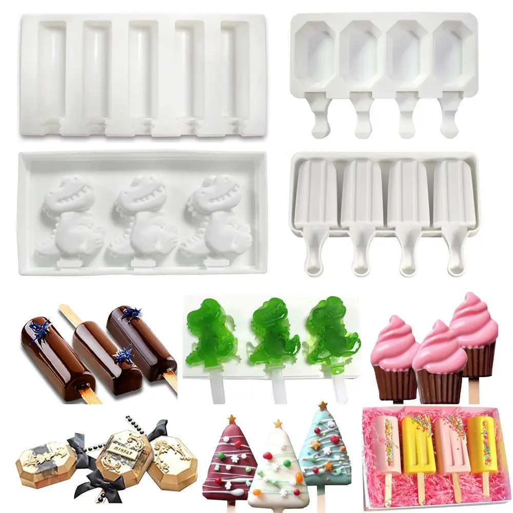 

Kitchen Chocolate DIY Home Ice Lolly Maker Popsicle Mould Tray Ice Cream Silicone Mold Frozen Mould