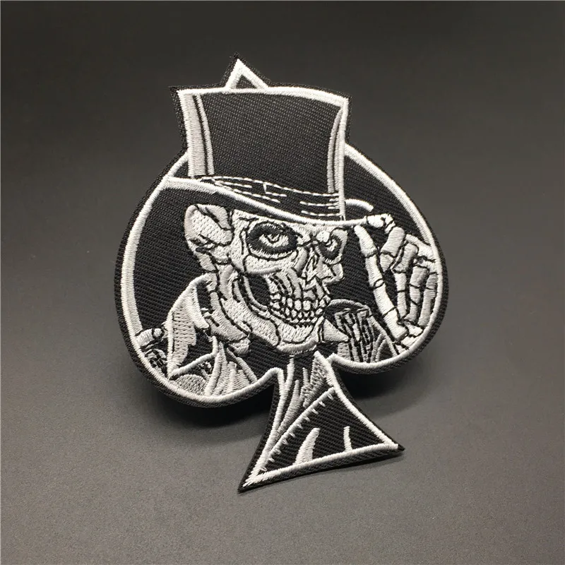 Железная нашивка с черепом для одежды вышивкой Ace of Spades в стиле панк аппликация
