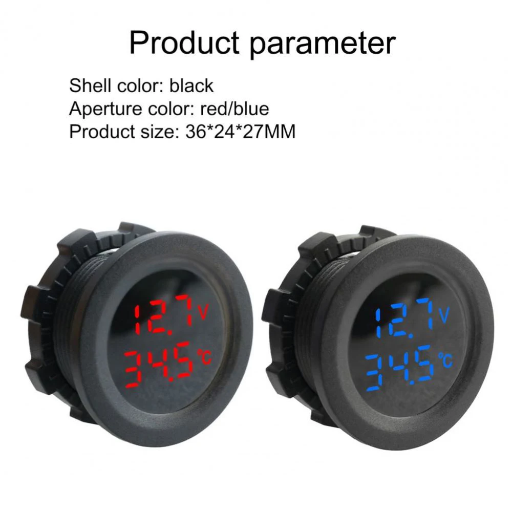 Автомобильный Круглый вольтметр измеритель температуры напряжения 12-24 В с