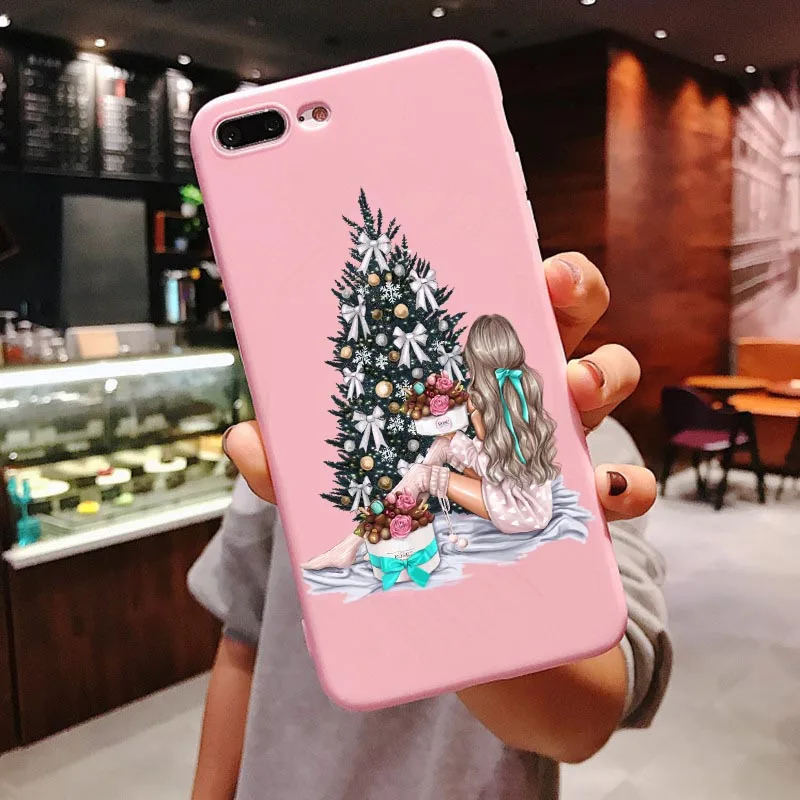 Веселый Рождественский чехол Vogue girl для iPhone 11 Pro Max новогодний розовый мягкий чехол для телефона с лосем для iPhone X 6 6S 7 8 Plus Xs XR XS MAX - Цвет: PINK TPU