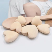 5pcs heart shape natural wood 20mm 25mm 30mm 40mm loose woodcraft beads for diy crafts handcraft jewelry making