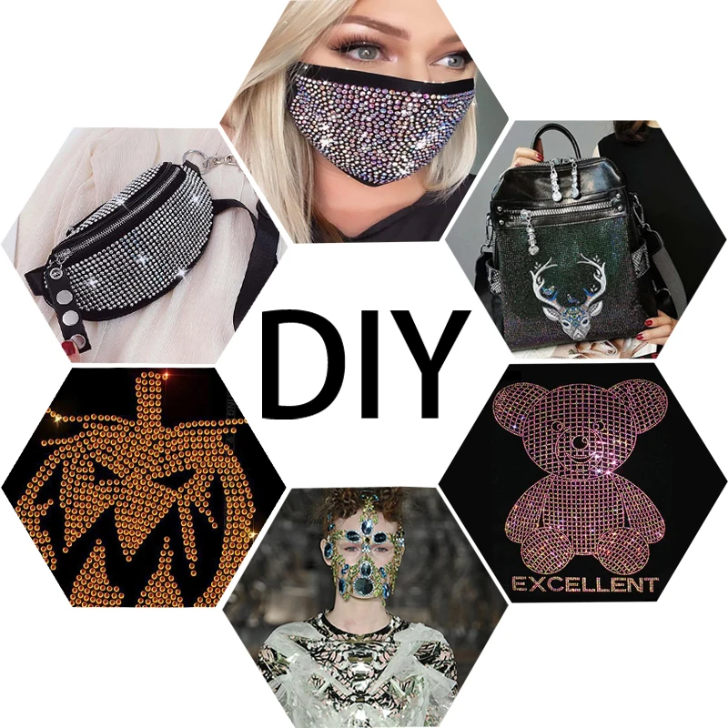 

Hot Fix Rhinestones 720-2000Pcs Mix Color Flatback Rhinestone for Wedding Dress Glass Crystal Hot Fix Rhinestones Decoration Diy