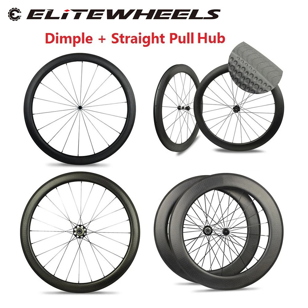 

Dimple Surface Carbon Road Bike Wheels Tubular / Clincher 45mm 50mm 58mm 80mm Wheelsets With RF08 Straight Pull Hub