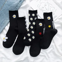 new small daisy female middle tube socks japanese ins tide korean chrysanthemum spring and summer thin stockings men