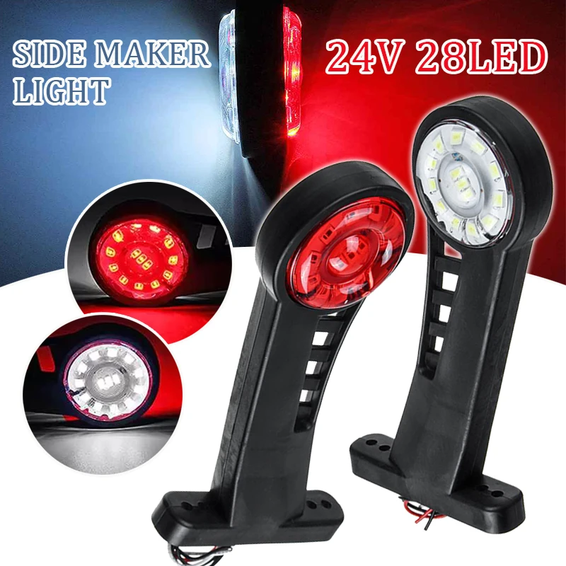 

2pcs Bicolor 28 LED Car Truck Trailer Lorry Elbow Side Marker Lights Indicator Warning Rear Tail Signal Lamp Outline Lamps 24V