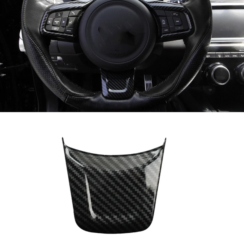 

For Jaguar F-PACE 2016 2017 2018 ABS Carbon fibre Car Steering wheel Button frame Covers Trim fpace Styling accessories 1pcs