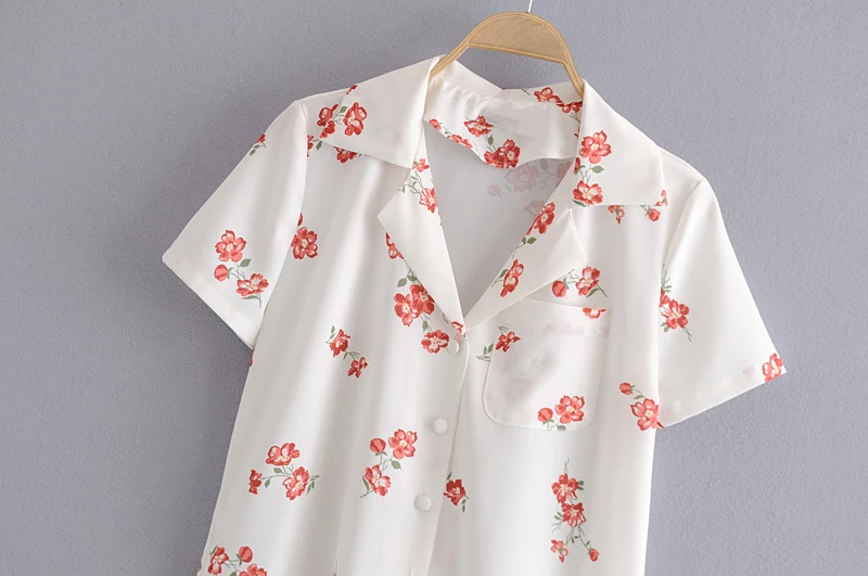Женская Повседневная Блузка с принтом винтажная Свободная рубашка коротким