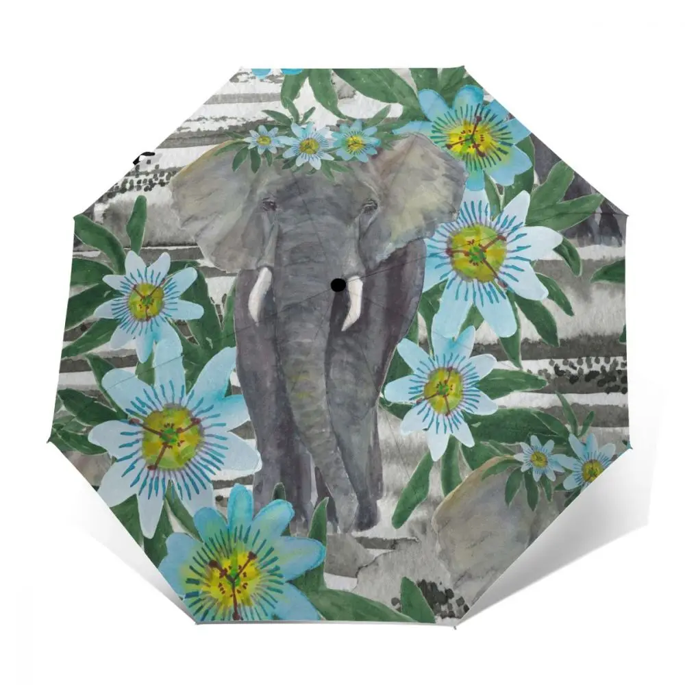 Prezzo Resistente Al Vento Pieghevoli Donne Ombrello Automatico Auto Elefante E Passione Fiori Antivento Ombrelli Da Pioggia Per Gli Uomini Parasole