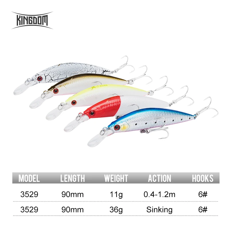 Kingom рыболовные приманки Jerkbait Minnow 90 мм морская и пресноводная приманка для