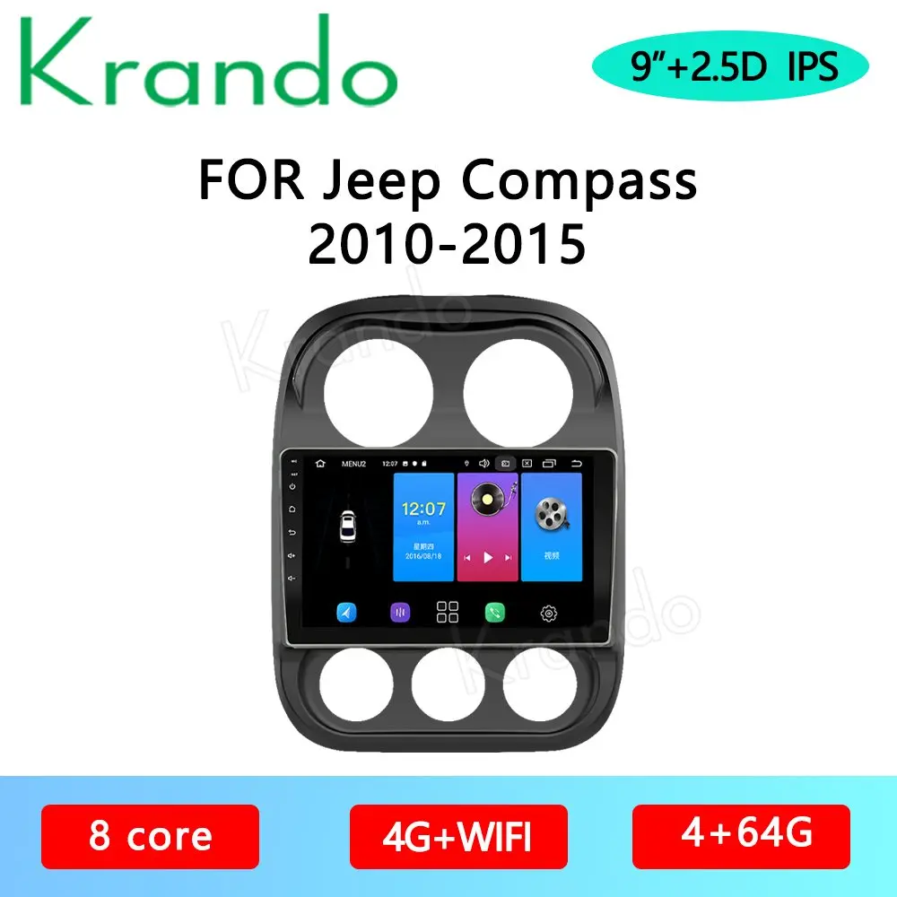 Krando Android 10 0 4G 64G 9 &quotдля Jeep Compass 2010-2015 автомобильный Радио плеер Gps навигация