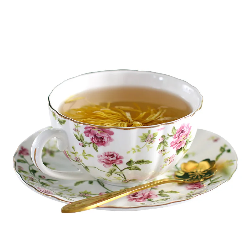 Золотая Роскошная кофейная чашка с ручкой и цветами европейские китайские