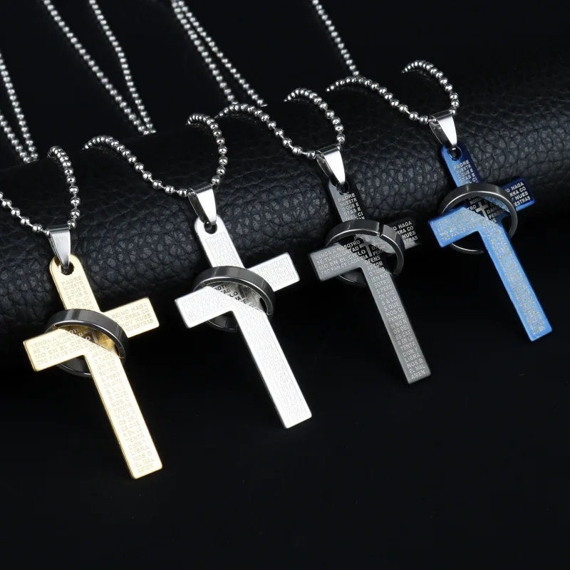 

Stainless Steel Christian Bible Cross Necklace for Women Men Pendant Choker Jewellery Necklaces for Teen Girls