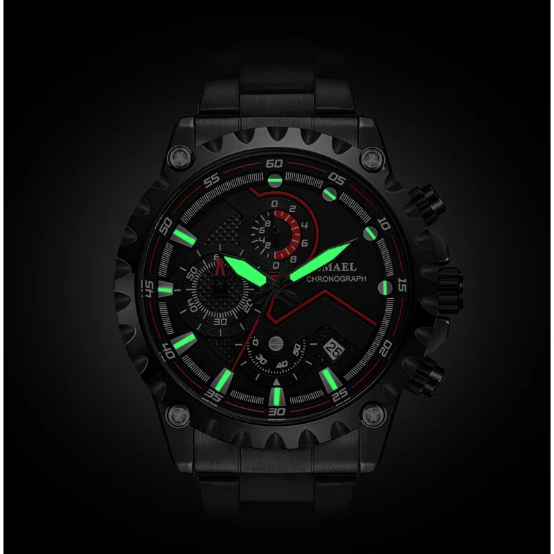 Мужские спортивные кварцевые часы с хронографом нержавеющая сталь | Наручные