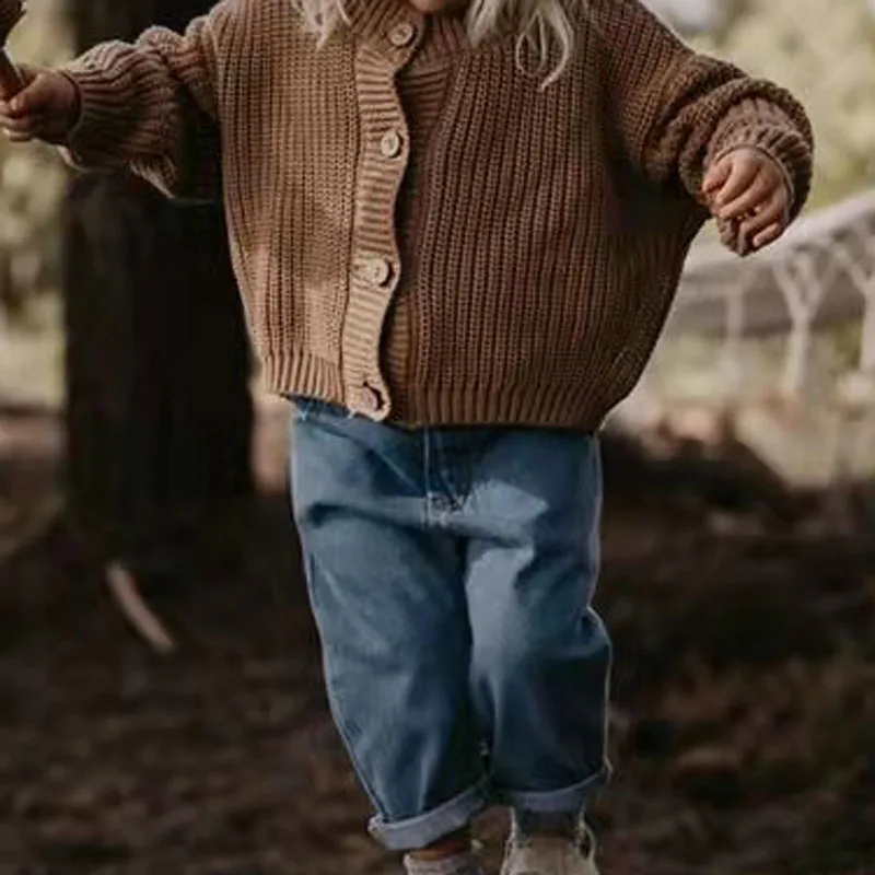 Осенне-зимние трикотажные свитера джинсы и брюки для девочек | Детская одежда