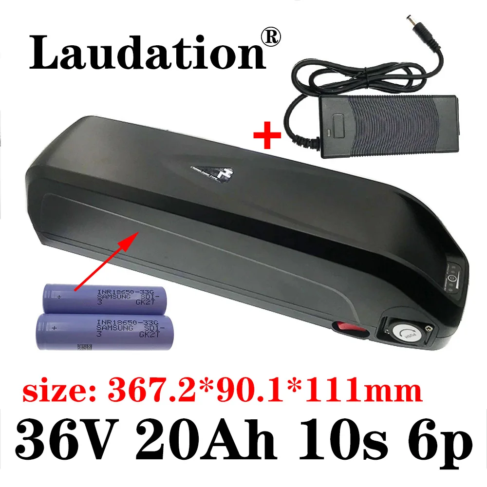 

Laudation- Lithium Battery Pack for Electric Bicycle,Front And Rear Hub Motor Kit,36V,20Ah,18650,Scooter,10S 6P,BMS,With Charger