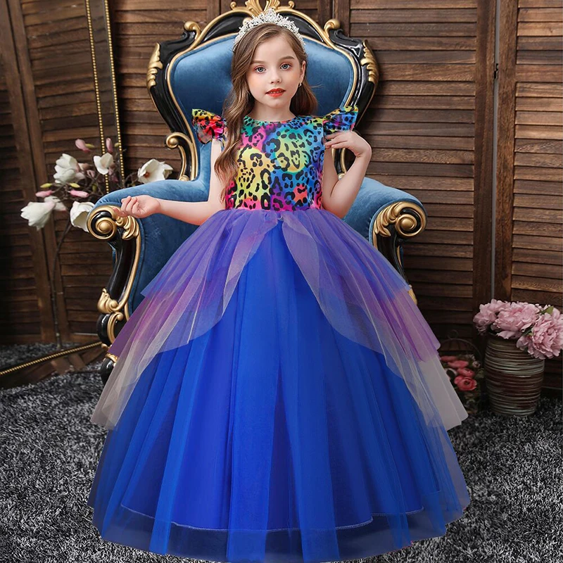 

Girls princess dress Cosplay girls elegant wedding party opening celebration puff skirt long dress 2021 new fashion