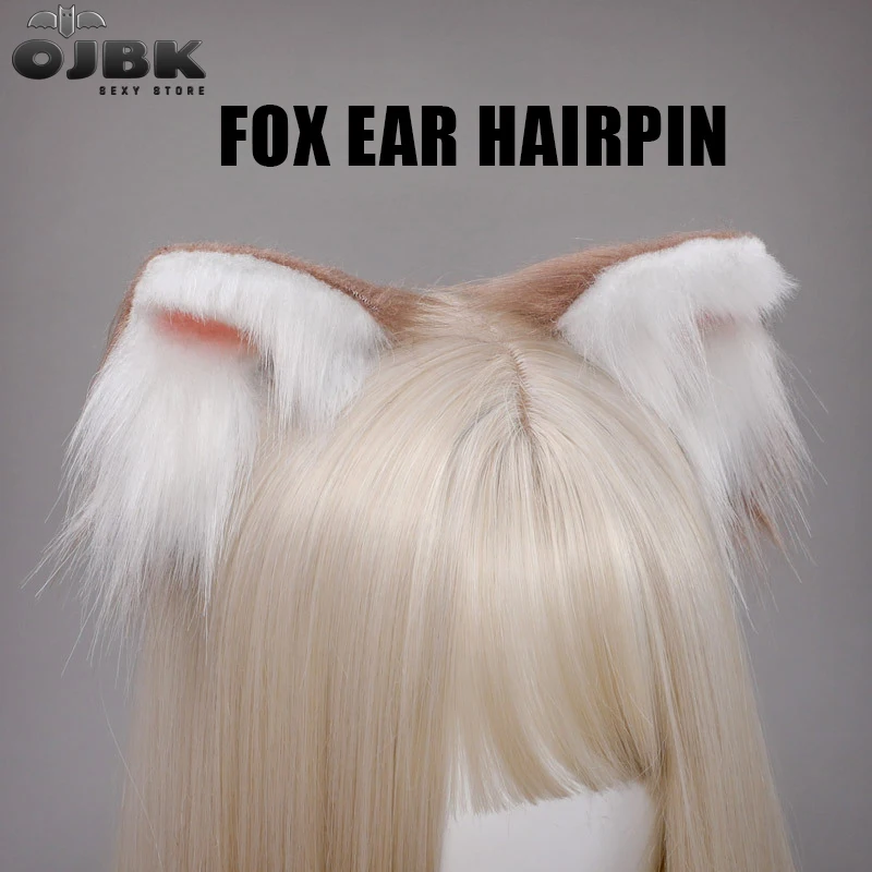 OJBK 1 Pair Cute Cat Fox Fur Ear Hair Hoops Lolita Anime Cosplay Headwear Women Girls Fashion Hairpin Plush Hair Accessories NEW