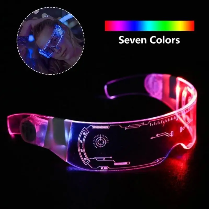 LED Luminous Glasses For Party Electric Syllable Disco Bar High-tech Decoration Super Cool Neon Light Up Visor Eyeglasses | Дом и сад
