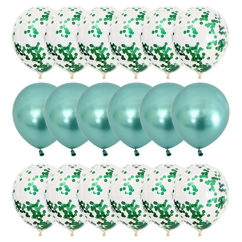 18pcs Green Balloons Confetti balloons Set Chrome ballon Birthday deco Party Wedding Decoration Wedding Anniversary globals Metallic - Цвет: 18pcs