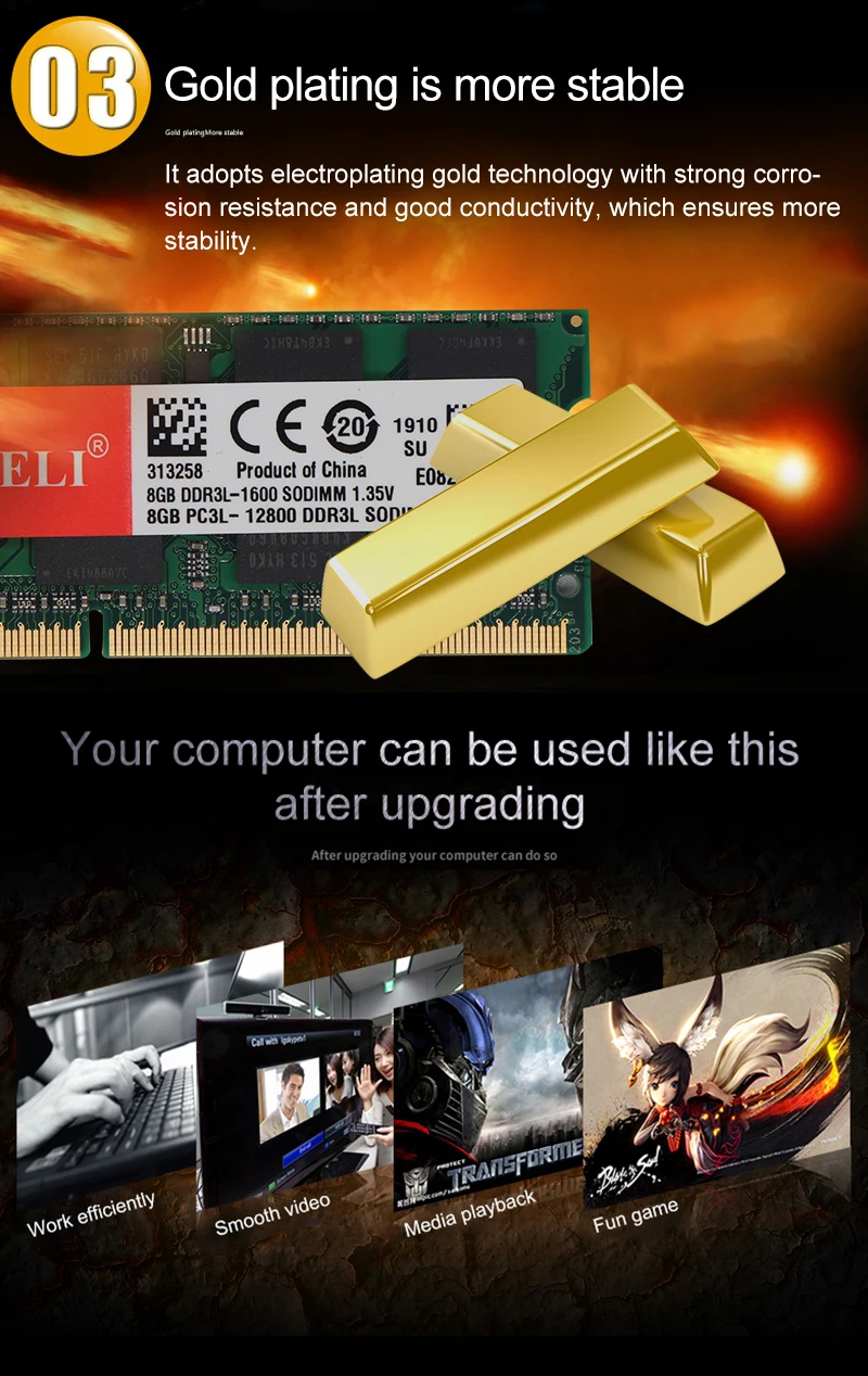 SHELI новые тетради памяти 8 Гб 2RX8 PC3L-12800S DDR3L 1600 МГц SO-DIMM 204pin CL11 памяти ноутбука