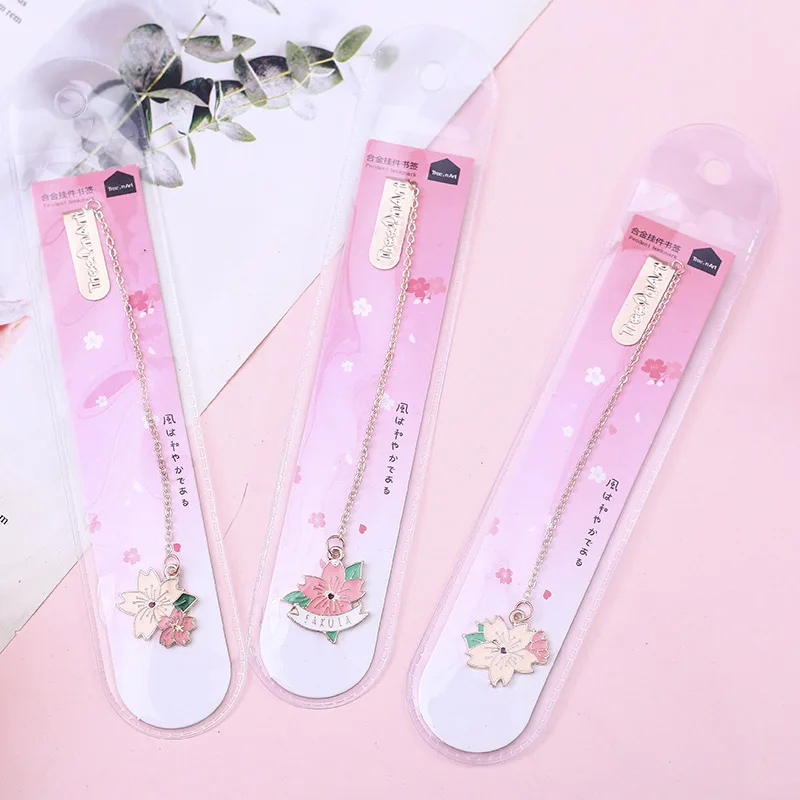 1pcs random Sakura 1 шт. Kawaii креативная металлическая Закладка в виде единорога, жареного яйца, милые животные, кактус, закладки, забавная книга, маркер, корейские канцелярские принадлежности, подарок - Цвет: 1pcs random Sakura