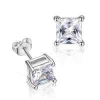 korean square cubic zirconia small stud earrings for women round wedding earrings studs fashion jewelry gift