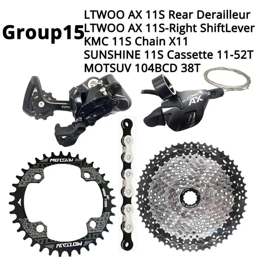 104BCD-38T 11-52T LTWOO AX 1X11S 11 S 11 speed Groupset рычаг переключения передач задний переключатель KMC X11 SUNSHINE Cassette 46T 50T 52T MOTSUV Chainring 32-38T - Цвет: 104BCD-38T 11-52T