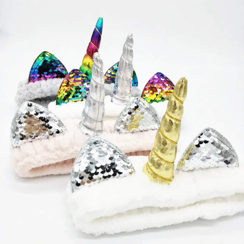 Ободок для Волос Эластичный женский с блестками и кошачьими ушками| |