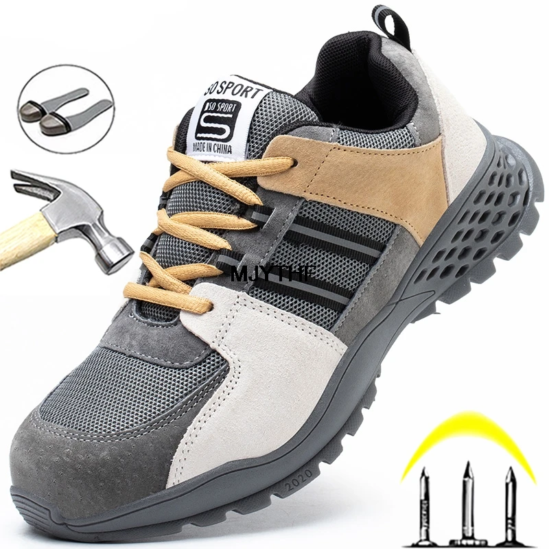Pop Safety Shoes Men Women Steel Toe Boots Indestructible Work Shoes Lightweight Breathable Composite Toe Men EUR Size 37-48