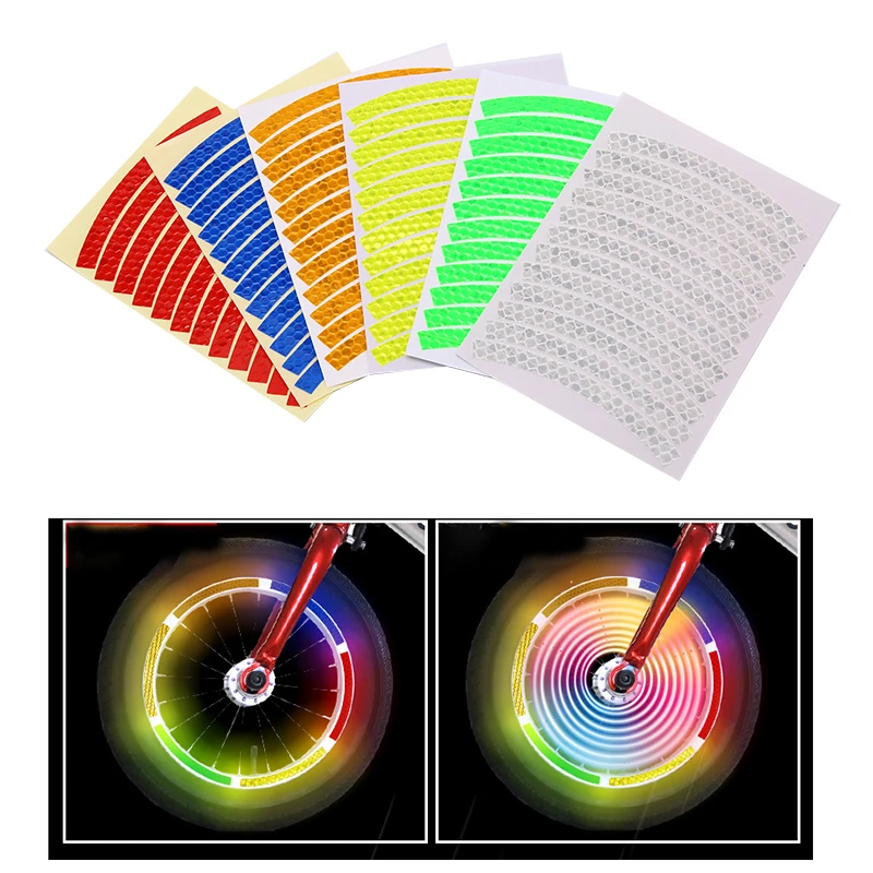 

12 шт/лист велосипед со светоотражающими наклейками для езды на велосипеде Предупреждение отражатель Велоспорт наклейка лента Brighted